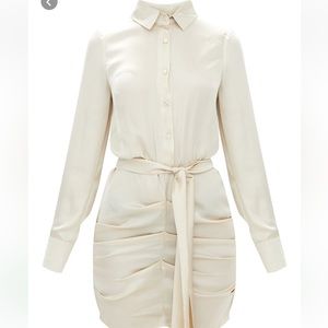 Champagne Satin Ruched Dress